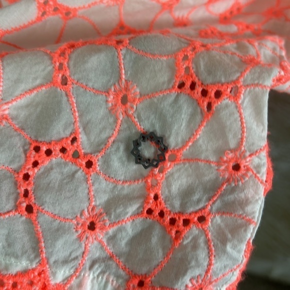 Anthropologie Nümph White/Neon Pink Embroidered 100% Cotton Dress Size 36 EU - Picture 7 of 14